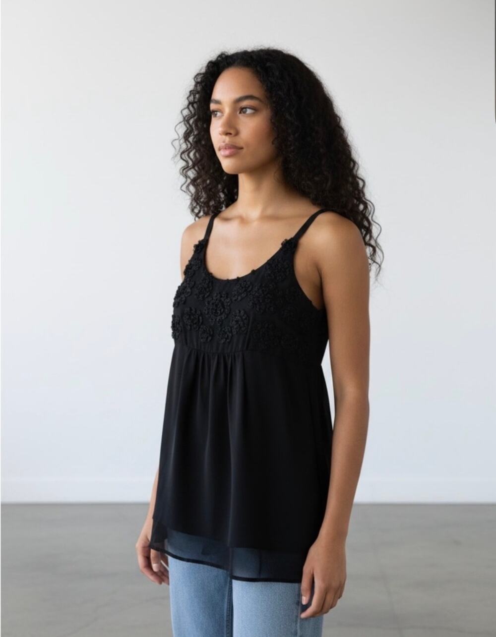 Vera Moda bakery strap babydoll top tunic sz m